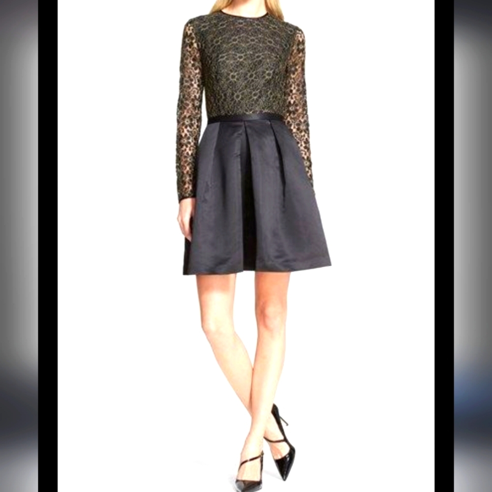 Ted Baker London SEW IN LOVE Freeya Black Floral Lace Dress